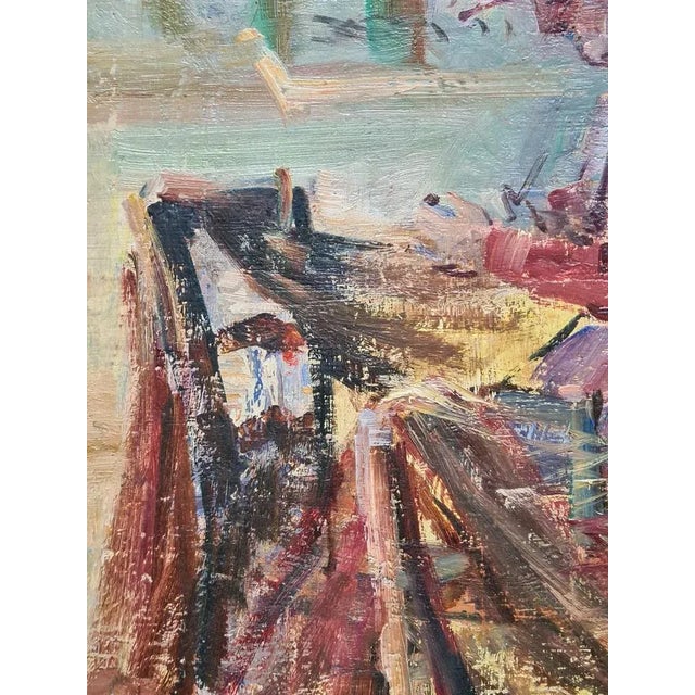 Nguyen Van Binh-Cirlot, Mending the Fish Nets, 1960s, Oil on Board, Framed For Sale - Image 8 of 10