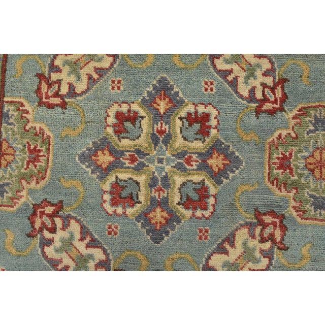 Kazak Rug 5’11” X 9’4” Blue Wool Tribal Hand-Knotted Oriental Carpet For Sale - Image 9 of 12