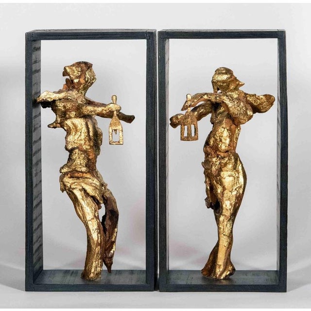 Lorenzo Servalli, Diogenes Sculpture, 1998, Bronze with Gold Leaf For Sale - Image 4 of 5