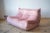 Pink Set of Pink Pearl Velvet Togo Pouf and 2-Seat Sofa by Michel Ducaroy for Ligne Roset For Sale - Image 8 of 14