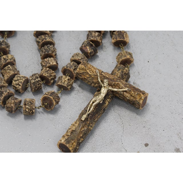 Extra large Bead rosary necklace Jesus Christ Cross Religious gift Jewelry Wall decor Wooden beads, brass, metal....