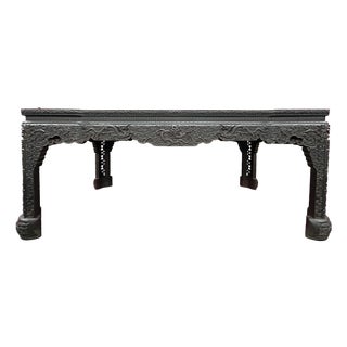 Oriental Dragons Relief Carving Rectangular Painting Console Table Desk For Sale