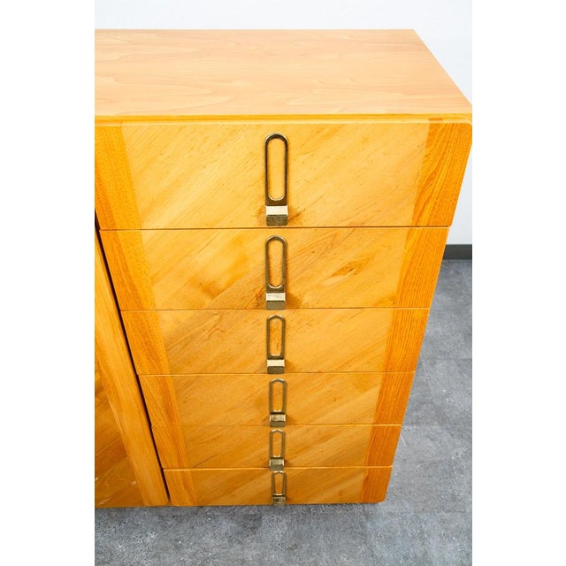 Mid Century Danish Modern Highboy Dresser Cabinet 6 Drawers Blonde Canadian MCM For Sale - Image 12 of 12