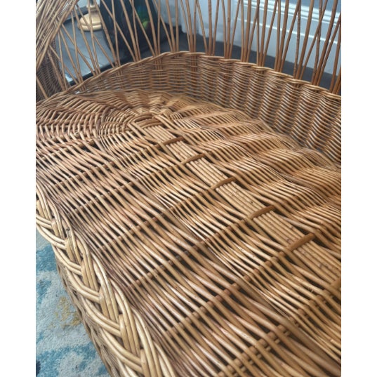 1970s Wicker Coastal Boho Chic Settee Loveseat For Sale - Image 10 of 15