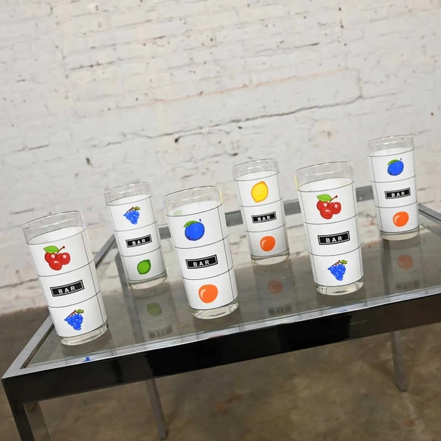 Glass Late 20th Century Casino Slot Machine Highball Cocktail Glasses Set of 6 For Sale - Image 7 of 13