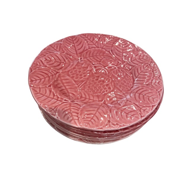 A lovely set of six (6) Majolica fruit-themed plates made by iconic Portuguese ceramics maker Bordallo Pinheiro. Each...