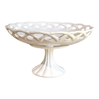 Vintage White Milk Glass Compote or Pedestal Bowl For Sale