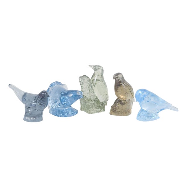 Art Glass Bird Figurines by Paul Hoff for Kosta Boda / WMF, 1980s, Set of 5 For Sale