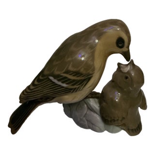 1980s Bing Grondahl Denmark Porcelain Figurine Bird Family For Sale