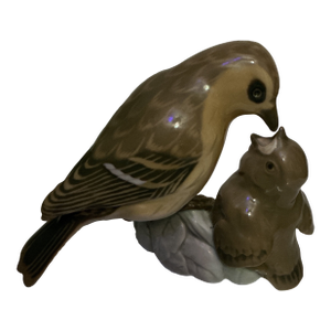 1980s Bing Grondahl Denmark Porcelain Figurine Bird Family
