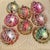 Made in Romania and sold in Brooklyn, New York by Commodore Mfg. Corp. set of 8 blown glass Christmas Ornaments in...