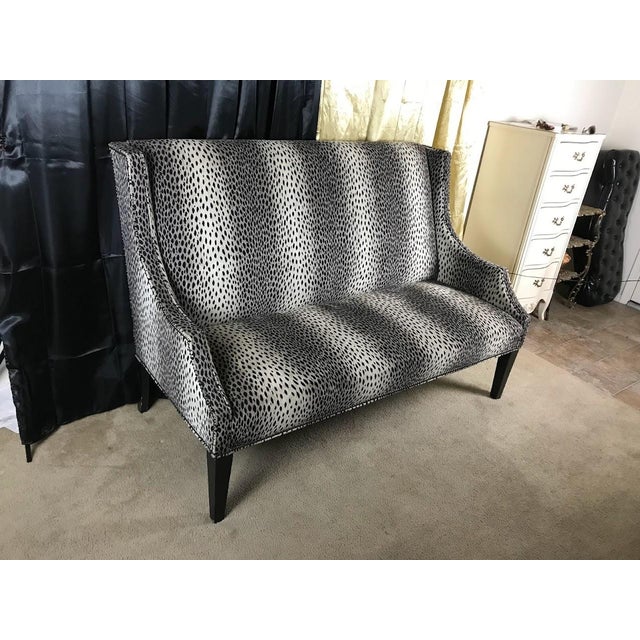 Vintage 1980s Southern Furniture Company "Snow Leopard" Velvet High-Back Settee Make an unforgettable, maximalist...