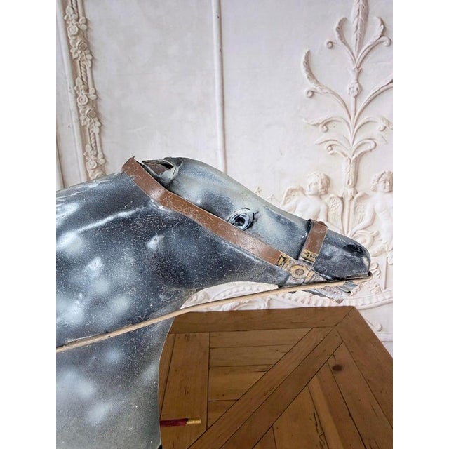 American Folk Art Painted Metal Horse & Sulky Weathervane For Sale - Image 11 of 13