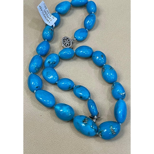 340 Carat Natural Sleeping Beauty Turquoise Necklace Single-Strand 14 Karat Gold For Sale - Image 13 of 18