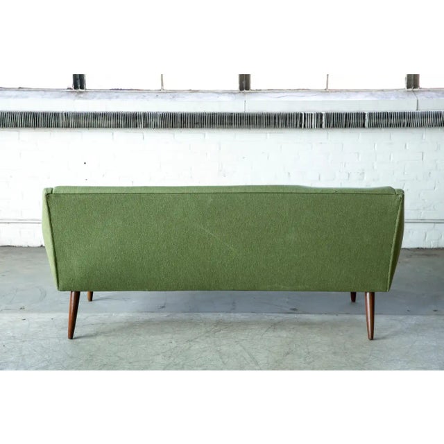 Green Mid-Century Danish Modern 1950's 3-Seat Sofa in Teak and Wool For Sale - Image 8 of 9