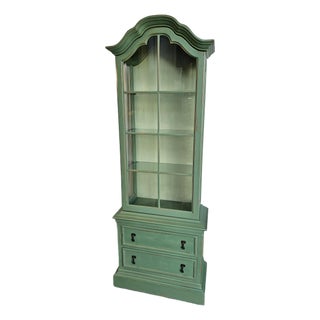 Green MCM Curio Cabinet, Display Cabinet Boho Style, 1950's #2 For Sale