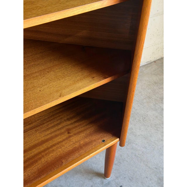 Vintage Teak Corner Cabinet With 3 Open Shelves and Tapered Legs Denmark 1960s For Sale - Image 11 of 11