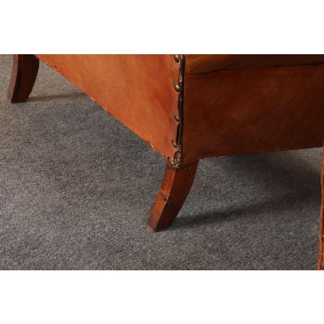 Pair of French Art Deco Leather Angled Back Club Chairs With Nailhead Decoration For Sale - Image 14 of 18