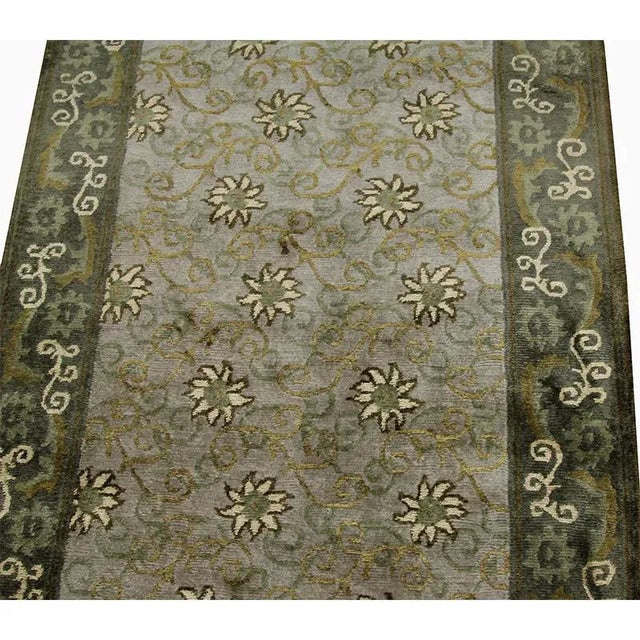 1990s Handwoven Wool and Silk Tibetan Style Runner Rug 3'0"×14'0" For Sale - Image 5 of 11