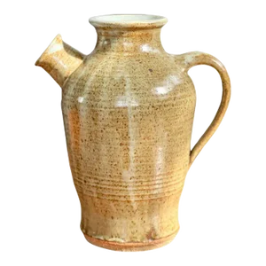 Artist-Crafted Pottery Pitcher, Brown-Speckled Glaze - Artist Signed