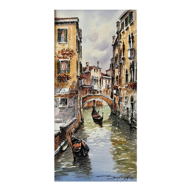 Watercolor of Venice by Noted Artist Bonazzon For Sale
