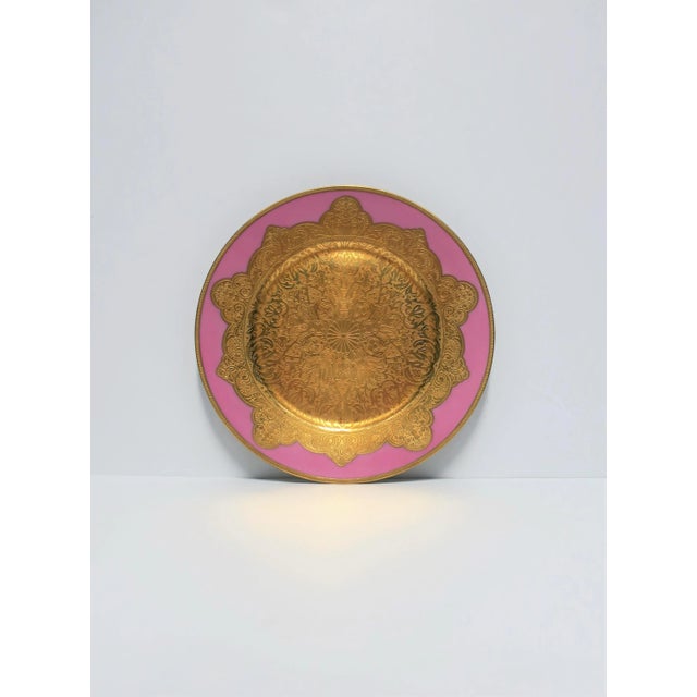 Hollywood Regency German Pink and Gold Plate or Wall Art For Sale - Image 3 of 11
