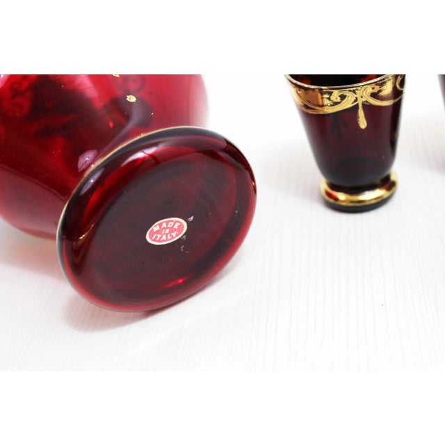 Black Venetian Glass Liquor Service in Gold-Plating, 1950s, Set of 7 For Sale - Image 8 of 12