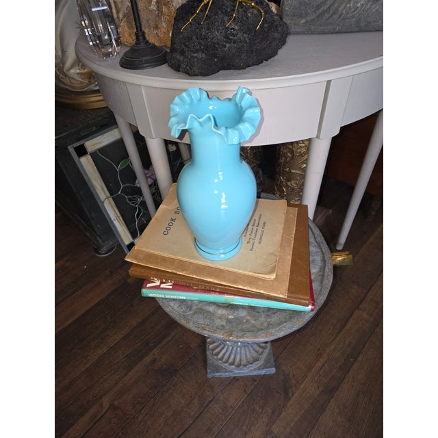 Blue Bristol Opaline Glass Vase For Sale - Image 10 of 10