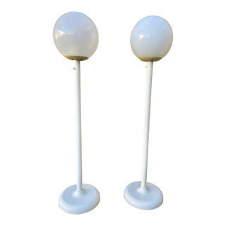 A Pair of Postmodern White Lollipop Floor Lamps. Circa 1980s For Sale