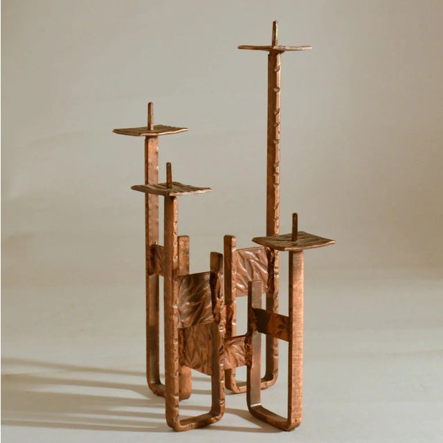 Copper Candelabra for Four Candles For Sale - Image 6 of 11