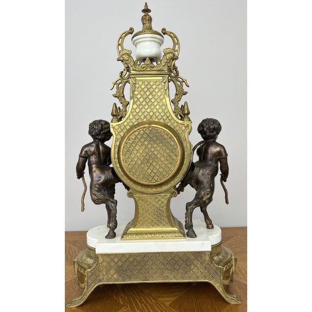 Louis XV Brass Marble Garniture Set with Candelabras, Set of 3 For Sale - Image 16 of 18