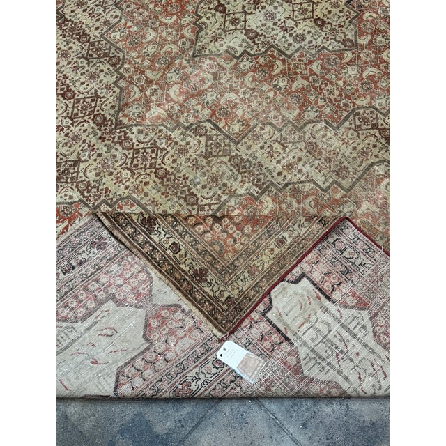 Antique Persian Tabriz Rug With Geometric Medallion Pattern - 12'2'' X 9'6'' For Sale - Image 9 of 9