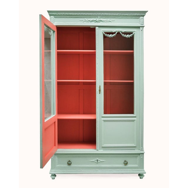 Louis XVI Style Mint Green Showcase Vitrine For Sale - Image 11 of 12