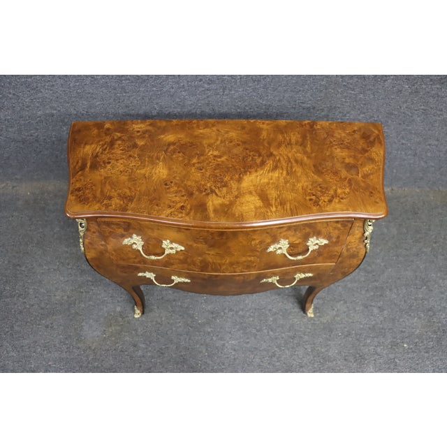 Italian Style Burl Walnut Ormolu-Mounted Commode For Sale - Image 9 of 10