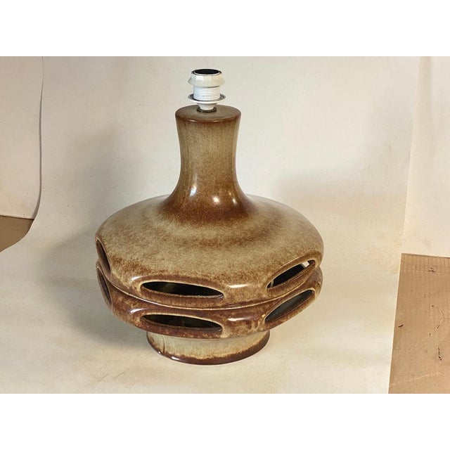 Large Brown Color Table Lamp in Ceramic, West Germany, France, 1970s For Sale - Image 11 of 18