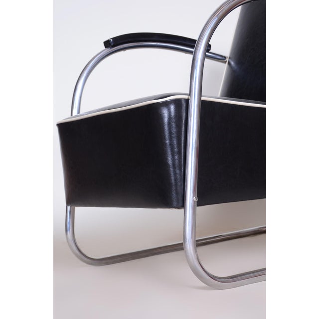 Black Set of Bauhaus Chrome & Leather Armchairs attributed to Mücke-Melder, 1930s For Sale - Image 8 of 14