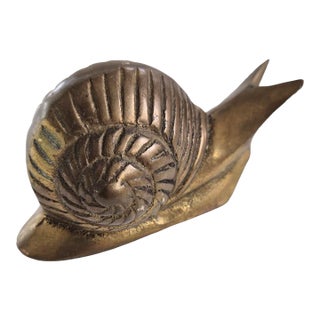 1960s Vintage Decorative Brass Snail Paperweight Accent Piece Unique Small For Sale
