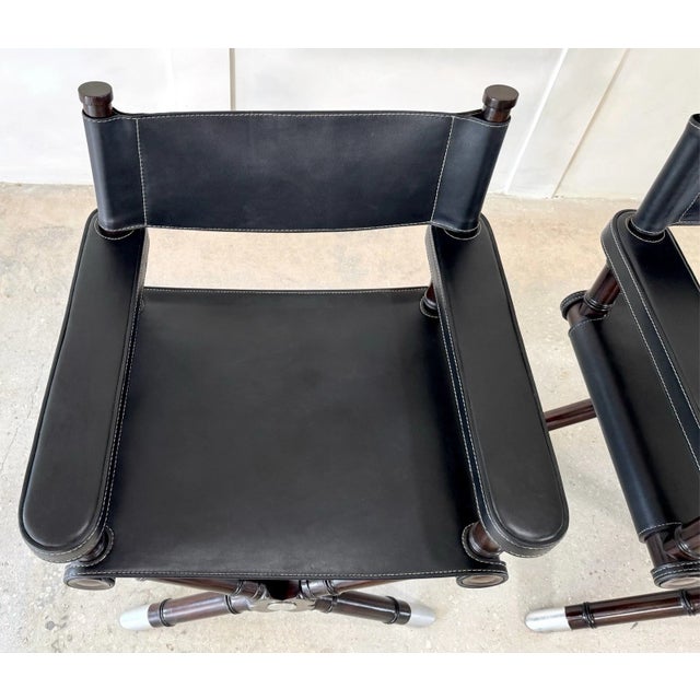 2000 - 2009 (2) Ralph Lauren Director’s Chairs in Estate Black Leather For Sale - Image 5 of 14