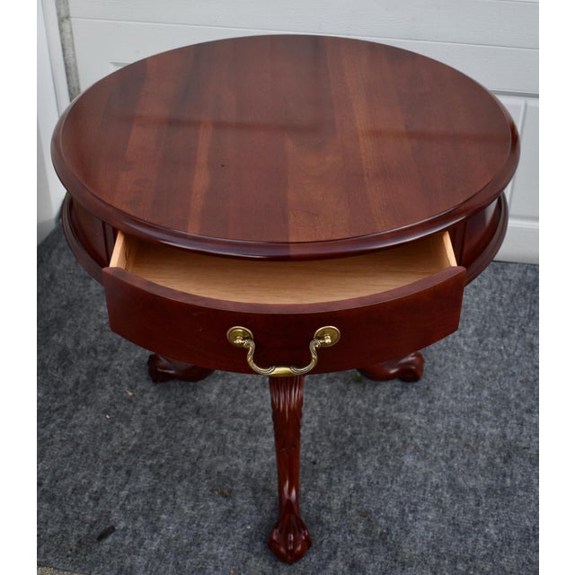 Pennsylvania House Mahogany Drum Table Vintage Pedestal Ball Claw Feet Side For Sale In Philadelphia - Image 6 of 15