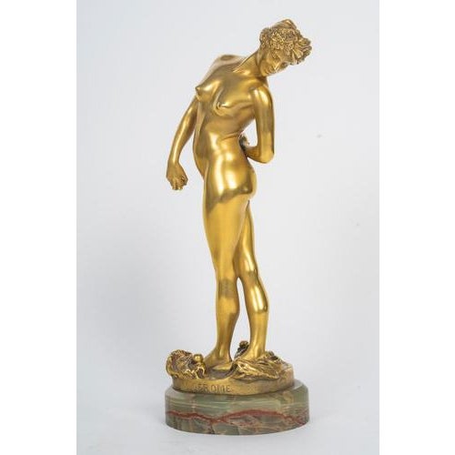 This exquisite Jean-Léon Gérôme sculpture features a graceful dancer, masterfully capturing the refined aesthetic of late...