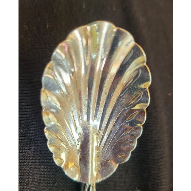 Mid-Century Modern Antique Sterling Silver Iced Straw Spoons Shell Swirl For Sale - Image 3 of 9