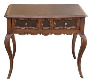 Late 20th Century Drexel Heritage Provincial Style Mahogany and Tooled Leather Inset Vanity Table