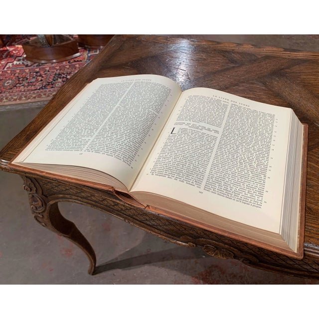 Midcentury French Leather Bound Two-Volume Holy Bible Dated 1953 For Sale - Image 9 of 13