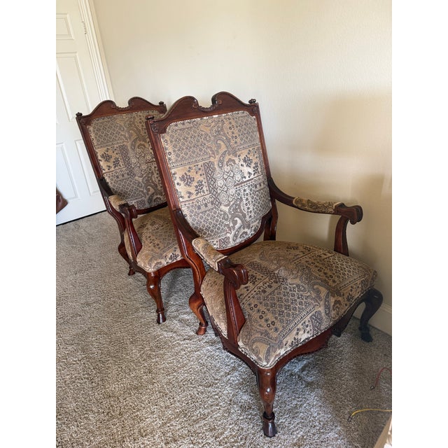 1990s Century Furniture #3217 Carved Occasional Armchairs With French Provincial/French Country Styling, Pair, Circa 1990s For Sale - Image 5 of 12