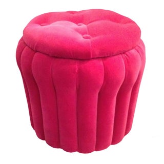 Hot Pink Tufted Storage Ottoman For Sale