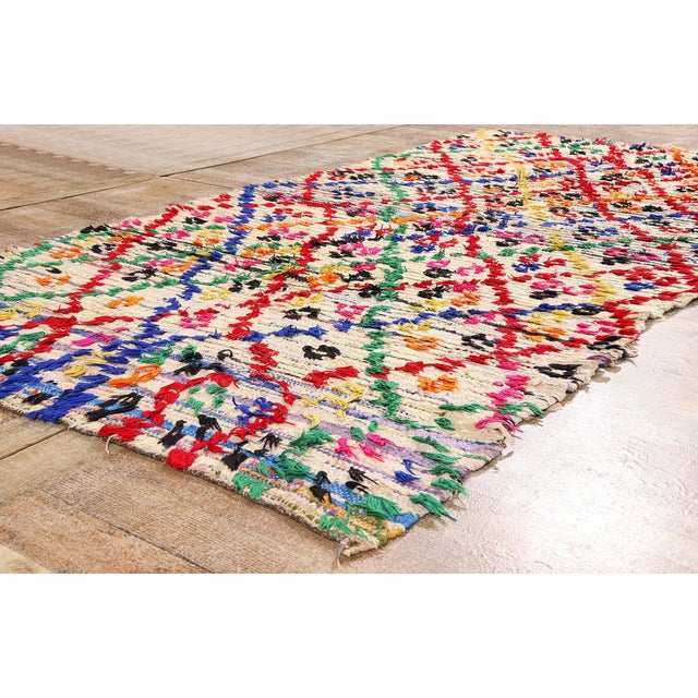 Beige Vintage Azilal Boucherouite Moroccan Rug, 04'08 X 09'01 For Sale - Image 8 of 10