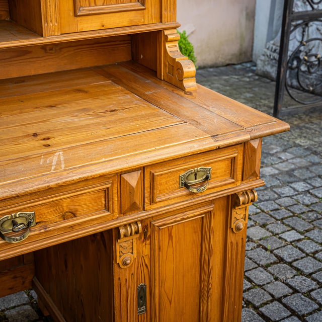 Tan Gründerzeit Writing Desk with Upper Shelves, Late 19th Century For Sale - Image 8 of 9