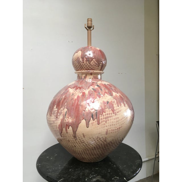 Vintage Sculptural Post Modern Drip Glaze Ceramic Lamp For Sale - Image 12 of 12