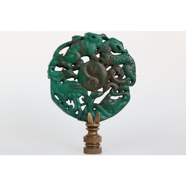 Chinese Chinese Zodiac Carved Stone Lamp Finial on Bronze Hardware For Sale - Image 3 of 3