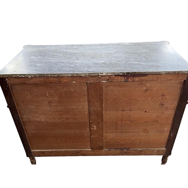 Antique Italian Louis XVI Commode in Walnut with Gray Marble For Sale - Image 3 of 18